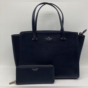 Kate Spade New York Patterson Drive Geraldine satchel in navy blue Free Wallet